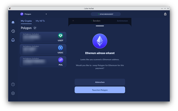 Cake-Wallet-Etherium-Adresse-erkannt